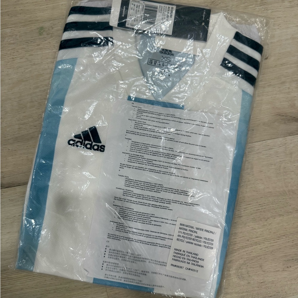 Adidas White and blue Iconic Messi Argentinian soccer shirt